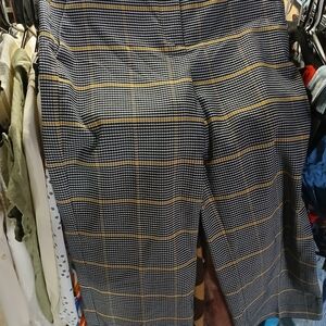 Ann Taylor Factory Navy and Yellow Patterned Pants